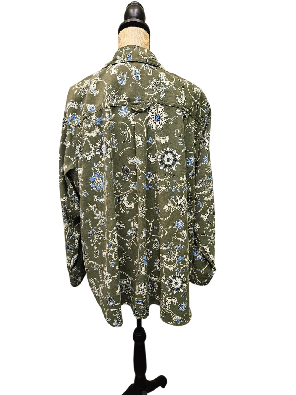 Mainstreet Blues Olive Floral-Print Button-Down Shirt - Picture 4 of 10